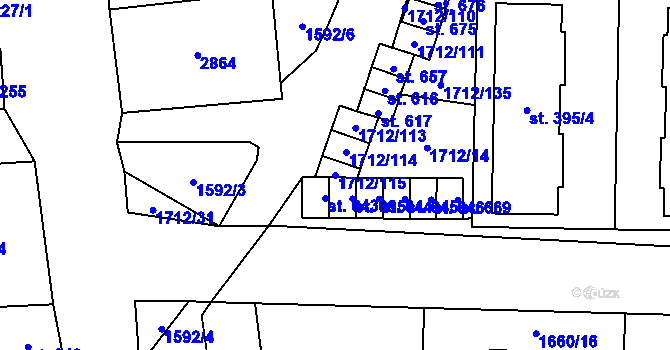 Parcela st. 1712/115 v KÚ Přibice, Katastrální mapa