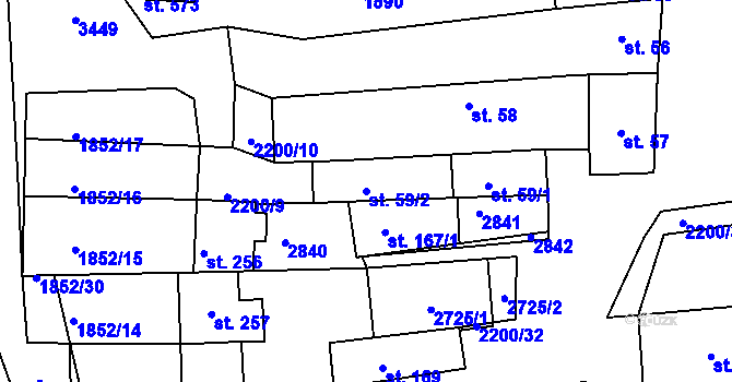 Parcela st. 59/2 v KÚ Přibice, Katastrální mapa