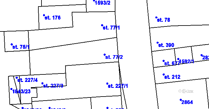 Parcela st. 77/2 v KÚ Přibice, Katastrální mapa