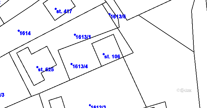 Parcela st. 106 v KÚ Přibice, Katastrální mapa