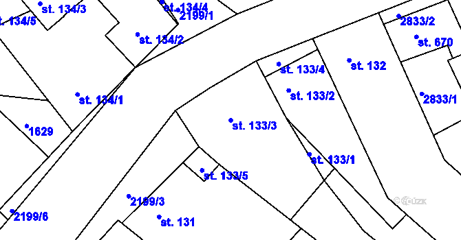 Parcela st. 133/3 v KÚ Přibice, Katastrální mapa