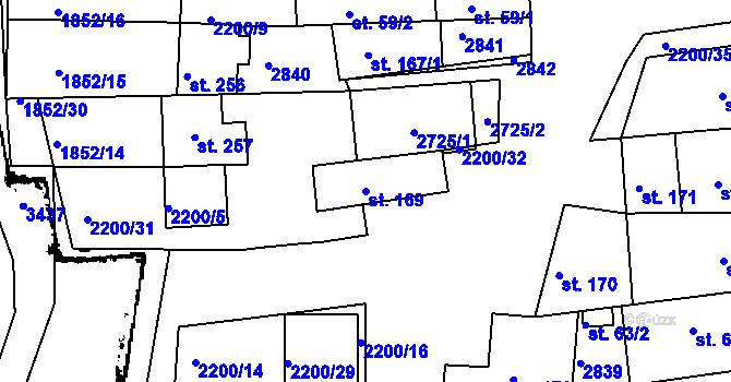 Parcela st. 169 v KÚ Přibice, Katastrální mapa
