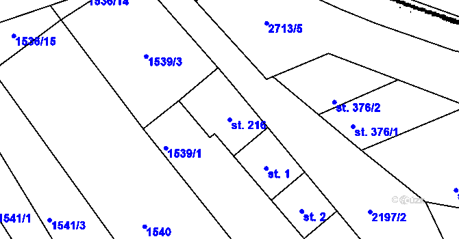 Parcela st. 216 v KÚ Přibice, Katastrální mapa