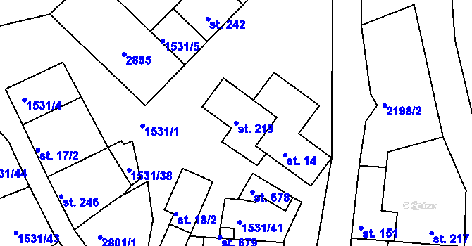 Parcela st. 219 v KÚ Přibice, Katastrální mapa