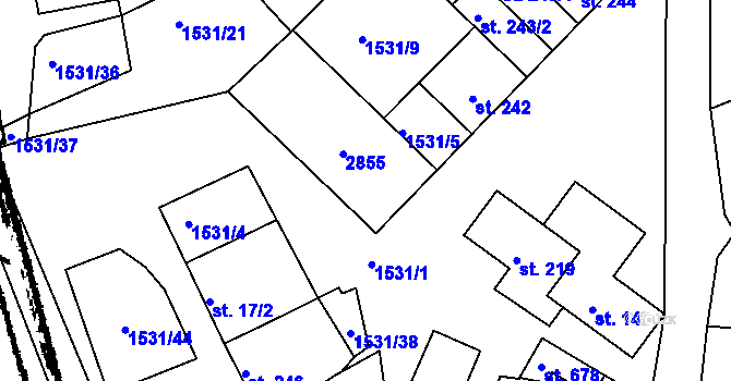 Parcela st. 247 v KÚ Přibice, Katastrální mapa