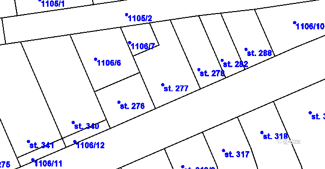 Parcela st. 277 v KÚ Přibice, Katastrální mapa