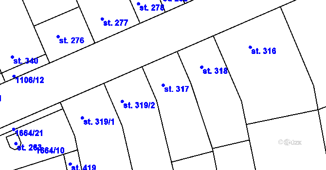 Parcela st. 317 v KÚ Přibice, Katastrální mapa