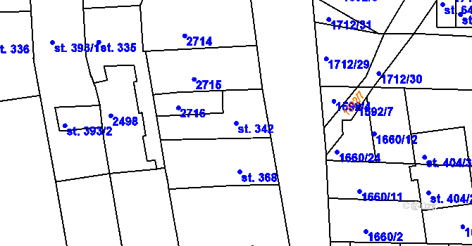 Parcela st. 342 v KÚ Přibice, Katastrální mapa