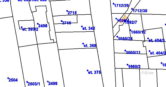 Parcela st. 368 v KÚ Přibice, Katastrální mapa