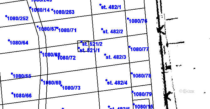 Parcela st. 482/3 v KÚ Přibice, Katastrální mapa