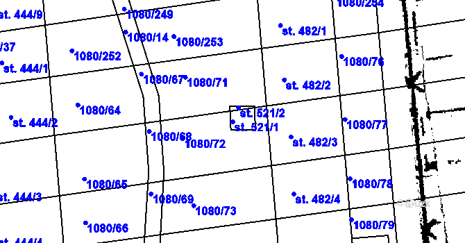 Parcela st. 521/1 v KÚ Přibice, Katastrální mapa