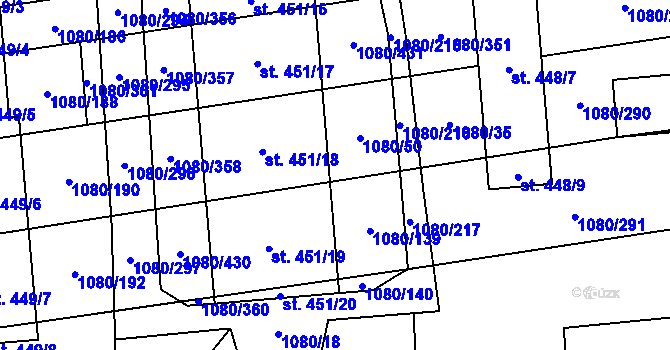 Parcela st. 1080/50 v KÚ Přibice, Katastrální mapa