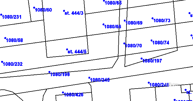 Parcela st. 1080/75 v KÚ Přibice, Katastrální mapa