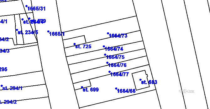 Parcela st. 1664/75 v KÚ Přibice, Katastrální mapa