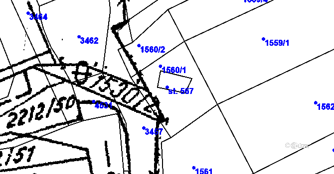 Parcela st. 567 v KÚ Přibice, Katastrální mapa