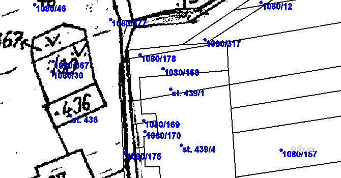 Parcela st. 439/1 v KÚ Přibice, Katastrální mapa