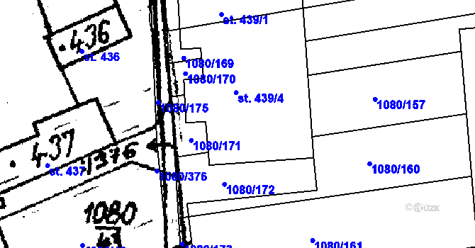 Parcela st. 439/4 v KÚ Přibice, Katastrální mapa
