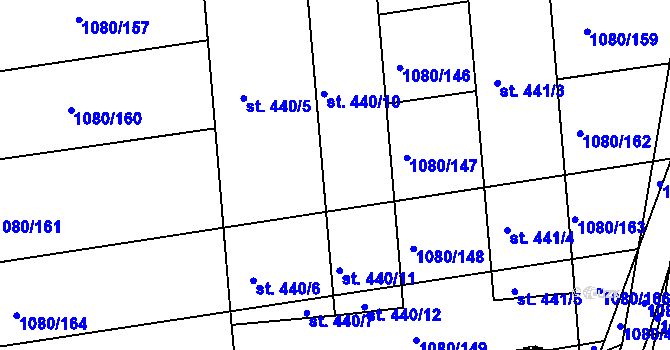 Parcela st. 440/10 v KÚ Přibice, Katastrální mapa