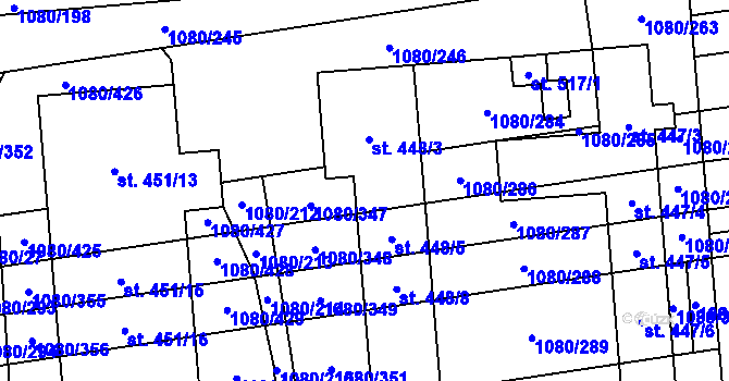 Parcela st. 448/4 v KÚ Přibice, Katastrální mapa