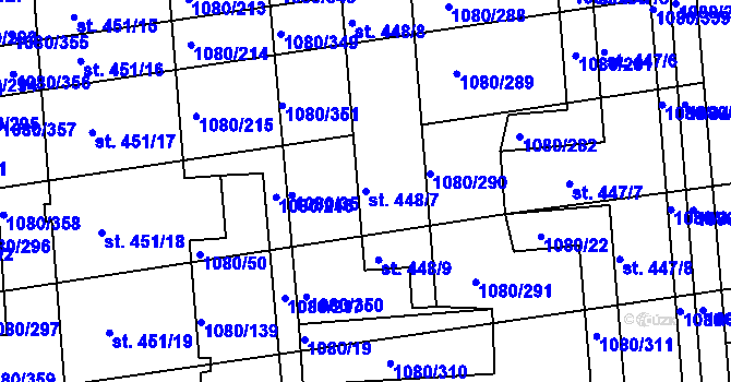 Parcela st. 448/7 v KÚ Přibice, Katastrální mapa