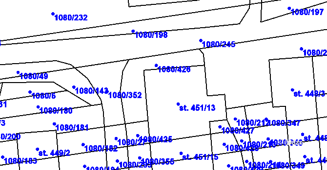 Parcela st. 451/12 v KÚ Přibice, Katastrální mapa