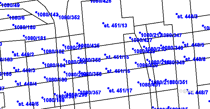 Parcela st. 451/15 v KÚ Přibice, Katastrální mapa
