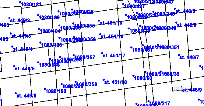 Parcela st. 451/17 v KÚ Přibice, Katastrální mapa