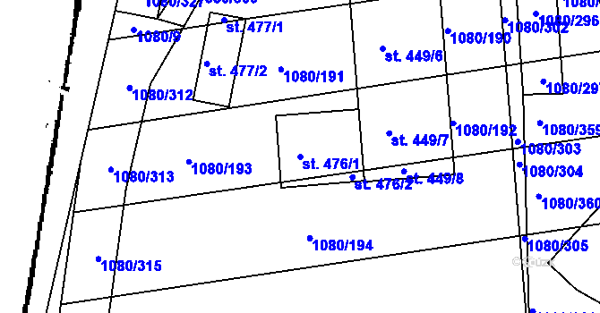 Parcela st. 476/1 v KÚ Přibice, Katastrální mapa
