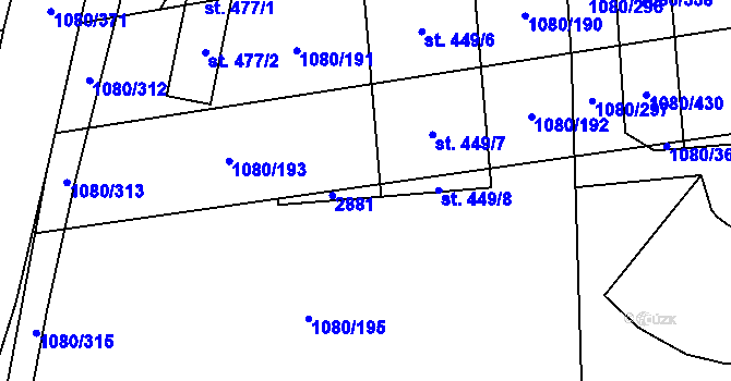 Parcela st. 476/2 v KÚ Přibice, Katastrální mapa