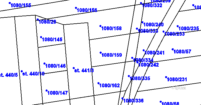 Parcela st. 1080/159 v KÚ Přibice, Katastrální mapa