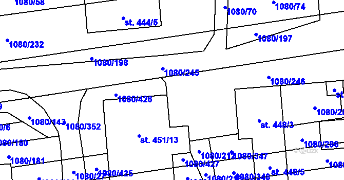 Parcela st. 1080/277 v KÚ Přibice, Katastrální mapa