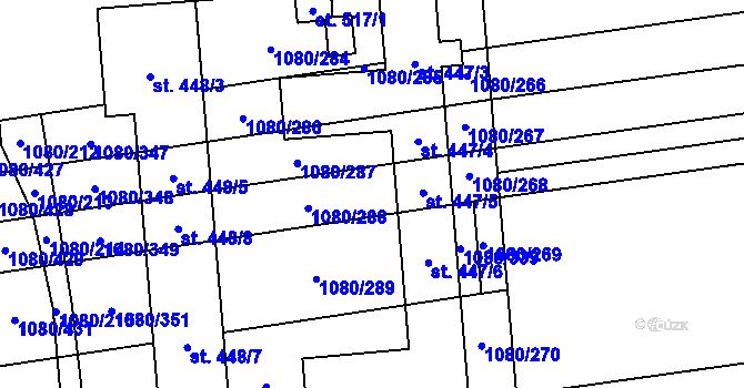 Parcela st. 1080/280 v KÚ Přibice, Katastrální mapa