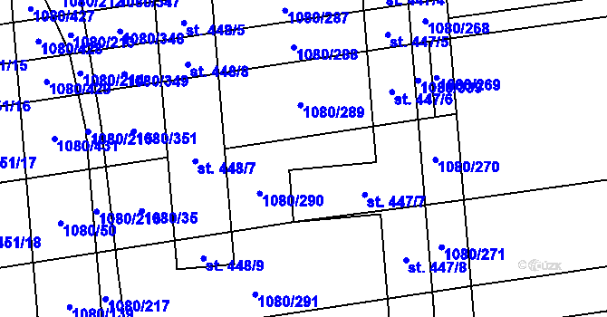 Parcela st. 1080/282 v KÚ Přibice, Katastrální mapa