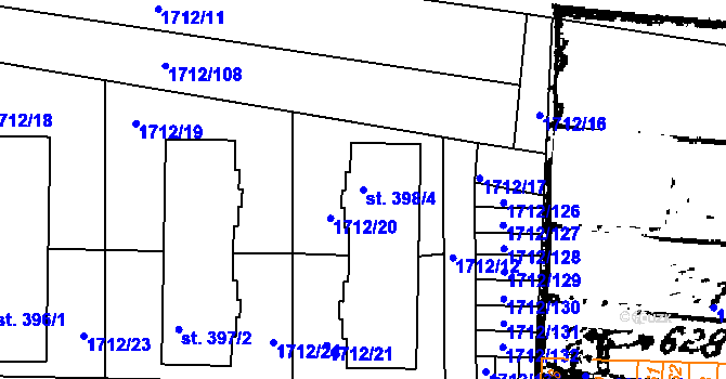 Parcela st. 398/4 v KÚ Přibice, Katastrální mapa