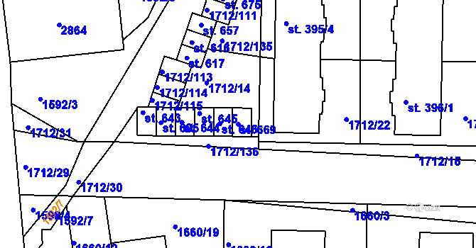 Parcela st. 669 v KÚ Přibice, Katastrální mapa