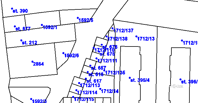 Parcela st. 675 v KÚ Přibice, Katastrální mapa