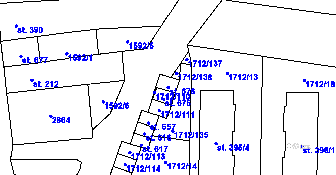 Parcela st. 676 v KÚ Přibice, Katastrální mapa