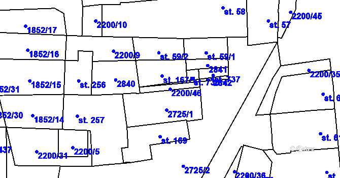 Parcela st. 2200/46 v KÚ Přibice, Katastrální mapa