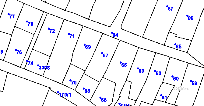 Parcela st. 67 v KÚ Příbor, Katastrální mapa