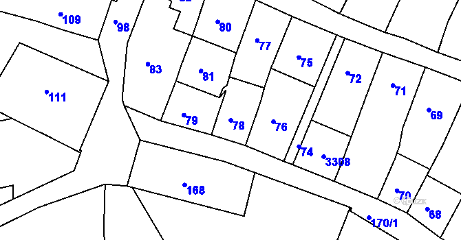 Parcela st. 78 v KÚ Příbor, Katastrální mapa