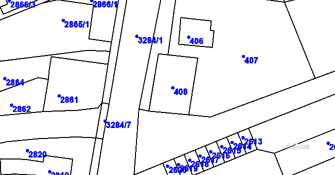 Parcela st. 408 v KÚ Příbor, Katastrální mapa