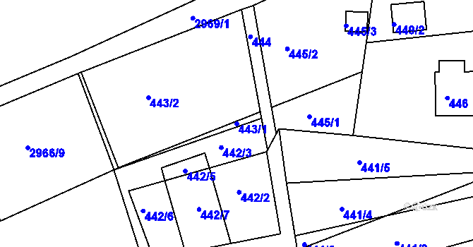 Parcela st. 443/1 v KÚ Příbor, Katastrální mapa