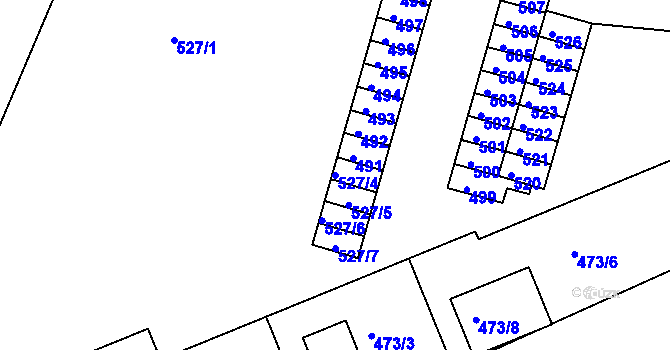 Parcela st. 527/4 v KÚ Příbor, Katastrální mapa