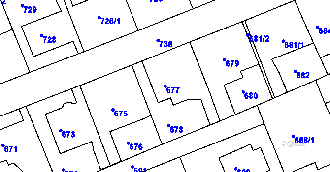 Parcela st. 677 v KÚ Příbor, Katastrální mapa
