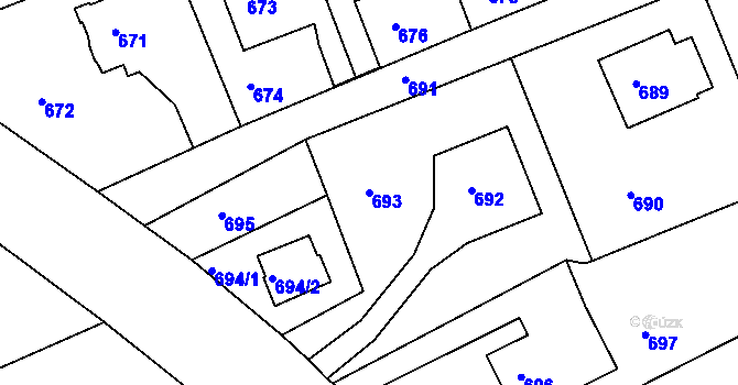 Parcela st. 693 v KÚ Příbor, Katastrální mapa