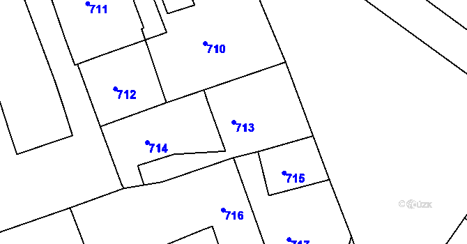 Parcela st. 713 v KÚ Příbor, Katastrální mapa