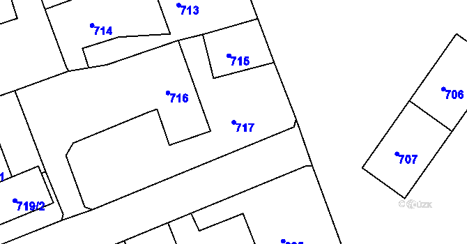 Parcela st. 717 v KÚ Příbor, Katastrální mapa
