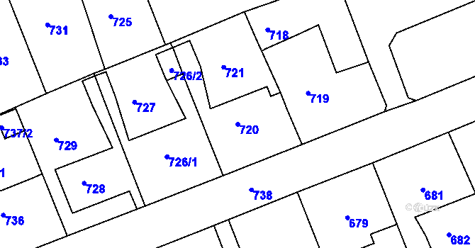 Parcela st. 720 v KÚ Příbor, Katastrální mapa