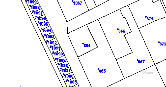 Parcela st. 864 v KÚ Příbor, Katastrální mapa