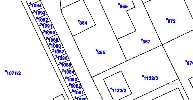 Parcela st. 865 v KÚ Příbor, Katastrální mapa